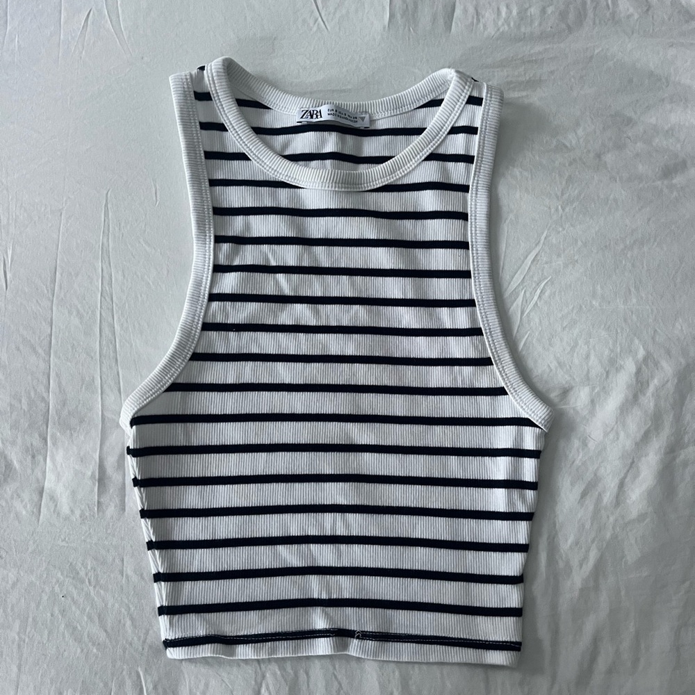 Zara Black and White Striped Tank Top